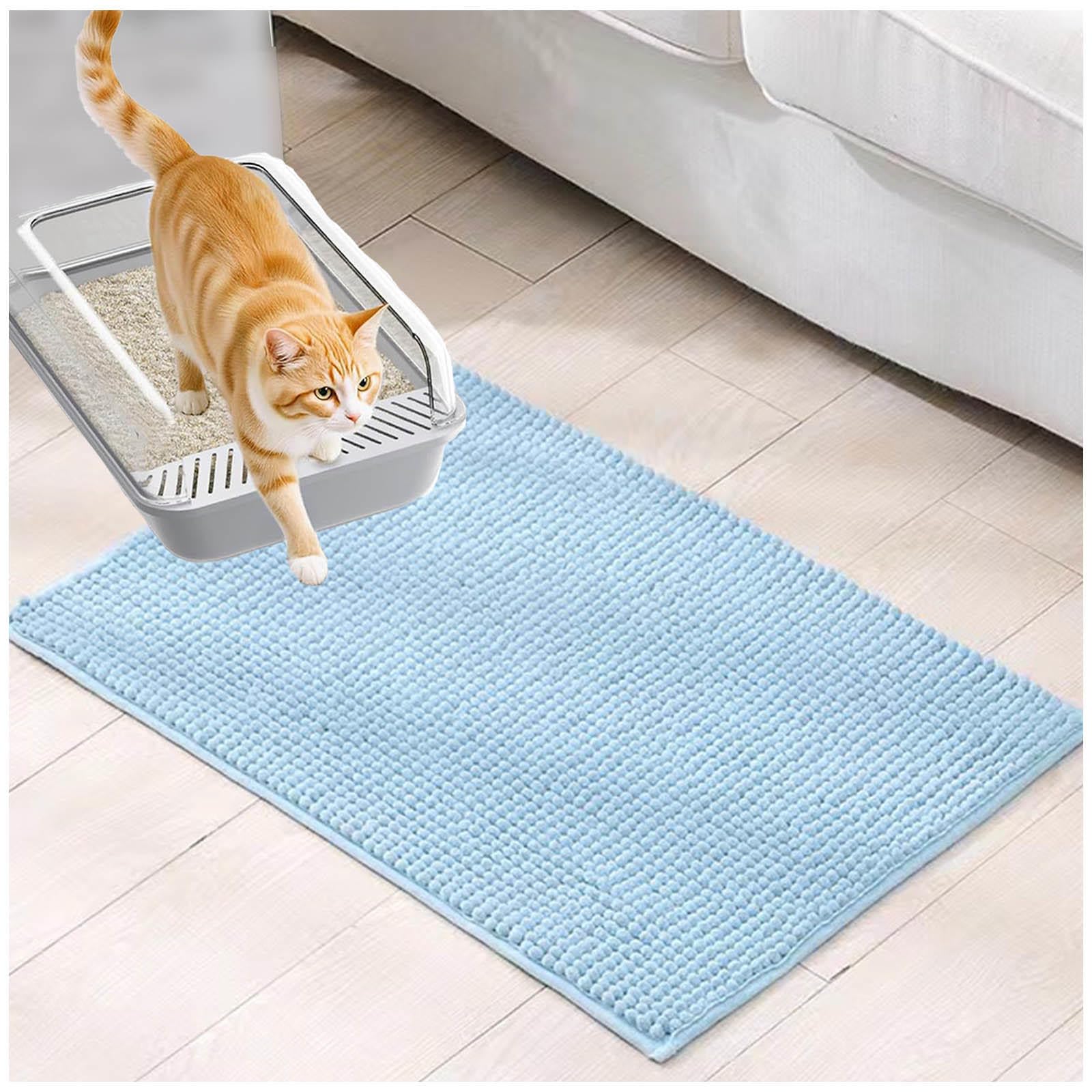 Katzenstreumatte 60x150cm, Katzenstreu Auffangmatte Weich Saugfähige Katzen Matte Rutschfeste