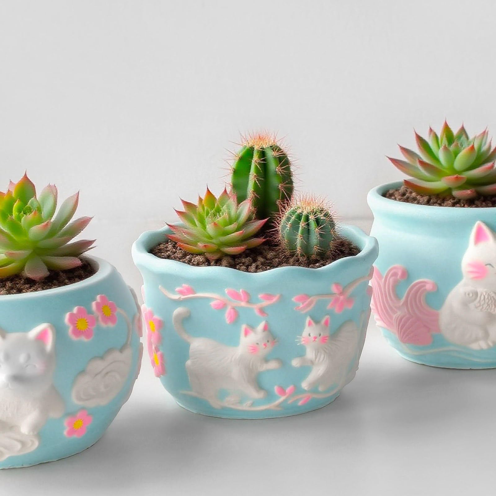 Molde de silicona para animales de compañía, herramienta artesanal reutilizable con patrones en relieve para decoraciones, molde para macetero de cemento y hormigón