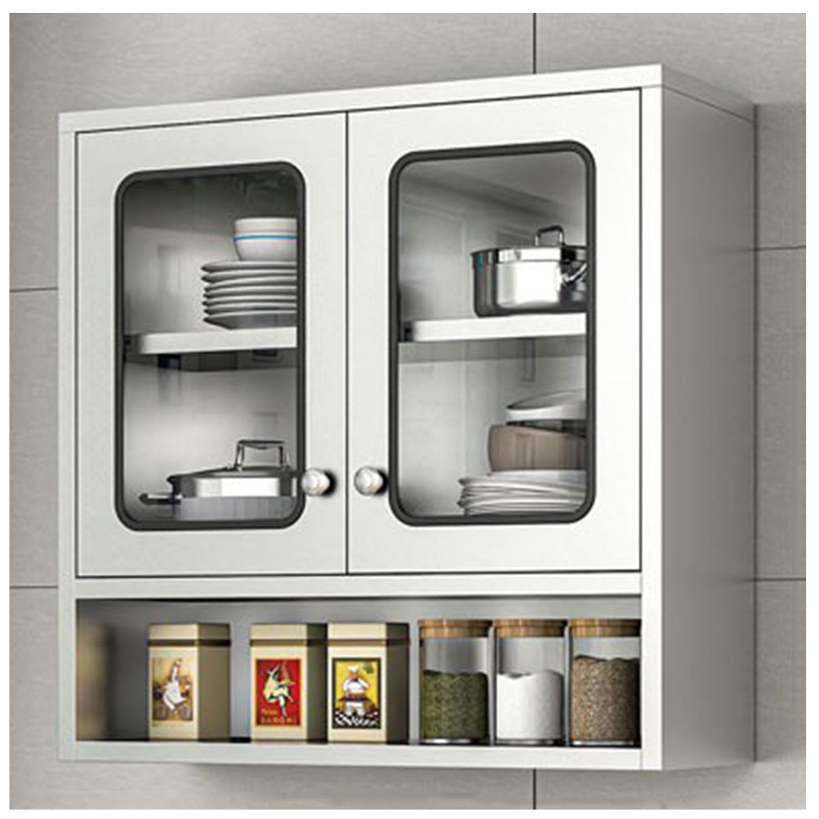 BHGFYXBS Wall Mounted Kitchen Sto Cabinet Heavy Du Stainless Steel Double Door Shelf Space Saving Cupboard For Nized Wall Sto Kitchen Solut,80×30×70Cm,80×30×70cm