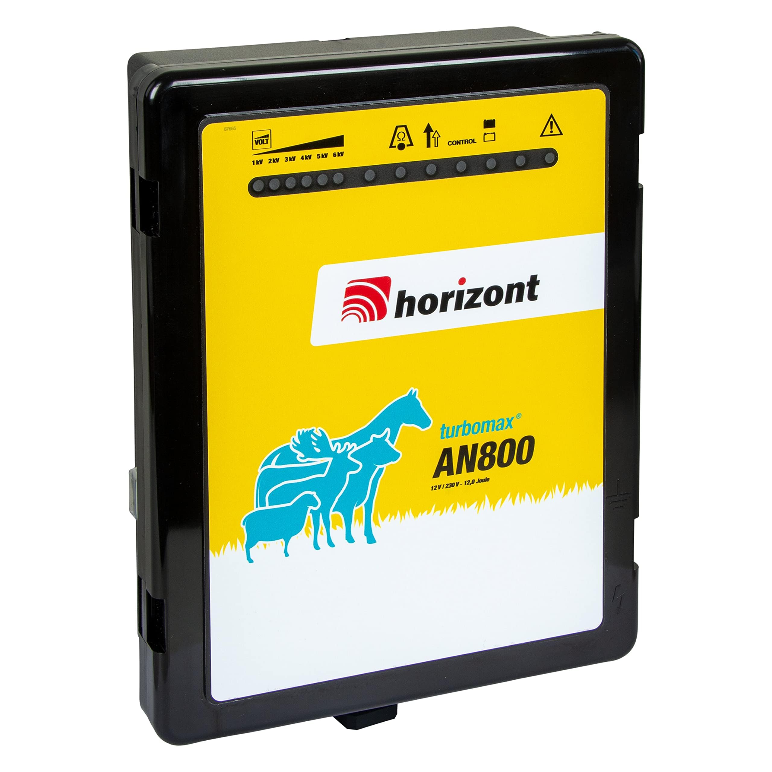 horizont Weidezaungerät 12V, turbomax AN800 Weidezaungerät 230V, 8 Joule, 12000 Volt, kombi Weidezaungerät, für Netzstrom, Batterie, Akku, Dualgerät für extrem lange Zäune - Premium-Serie