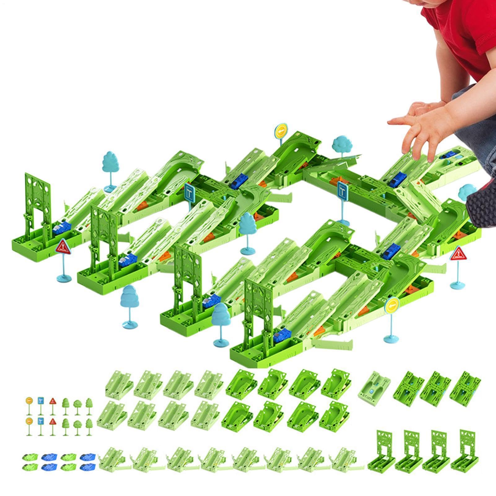 Zabawkowy samochód kolejowy, ekscytujący, interaktywny, elastyczny | Puzzle zestaw samochodowy dla dzieci od 3 lat i dziewcząt, do domu, przedszkola, podróży i szkoły