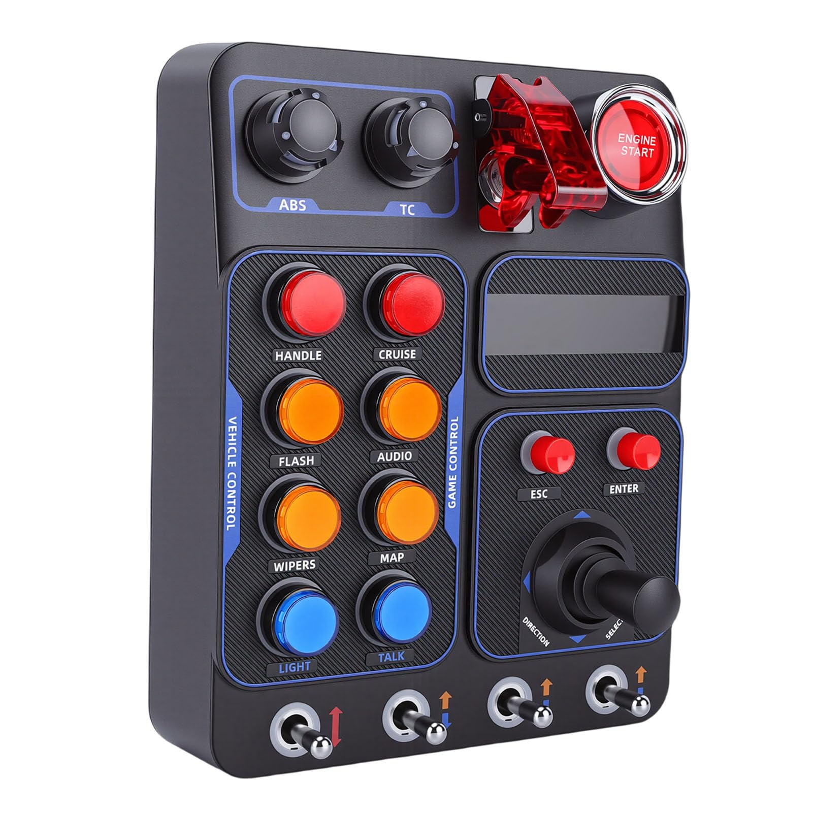 Symulator Race Control Box RGB Wielofunkcyjna Skrzynka Sterownicza z Klawiszami Panel Sterowania RGB Racing Box 30 Programowalnych Klawiszy 19 Przycisków z 7 Kolorowymi