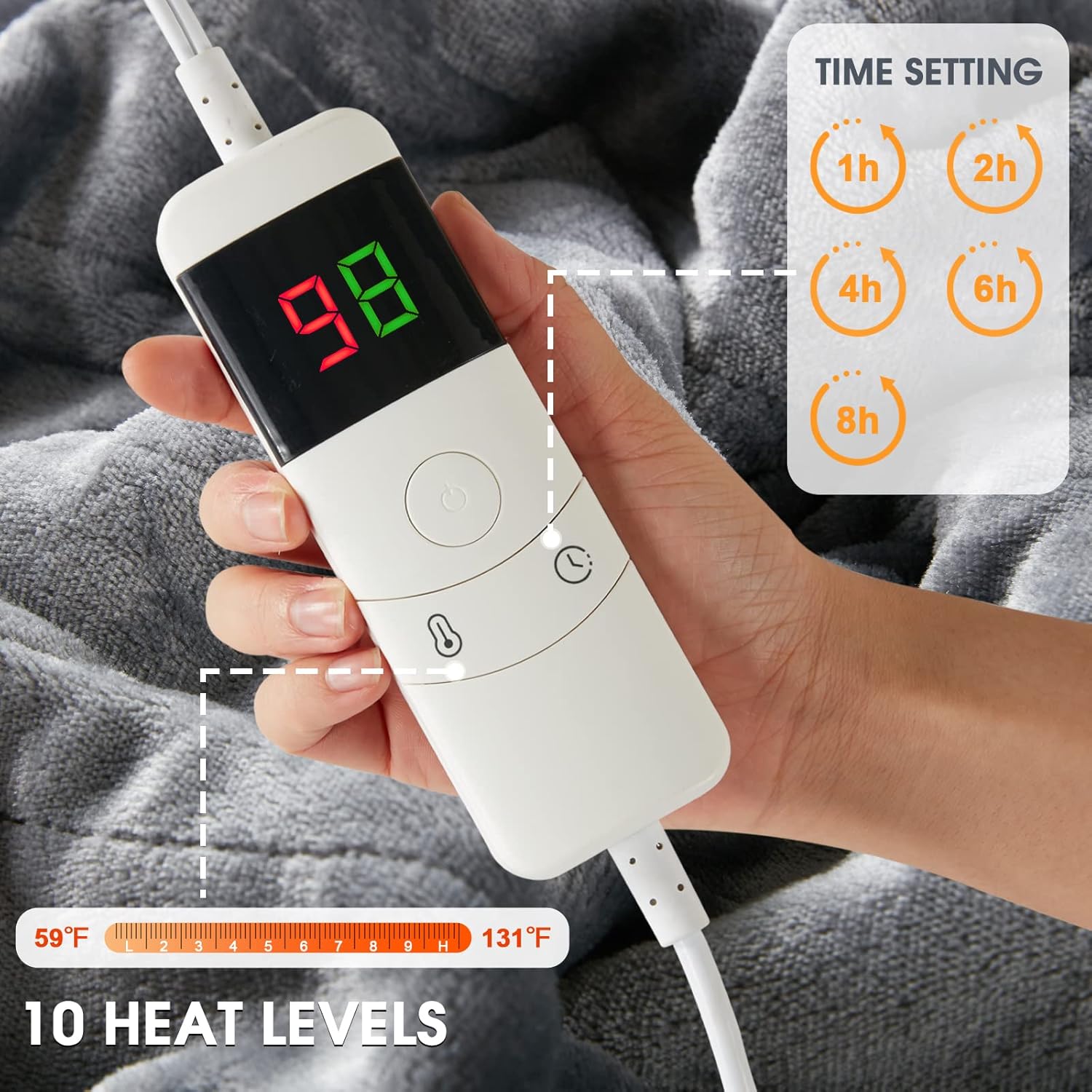 review OCTROT Heated Electric Blanket Heating Sherpa Throw Size Blankets with Auto Off 10 Heating Levels 1-8 Hours for Adults Fast Warming Blankets and Throws for Women, Washable (50