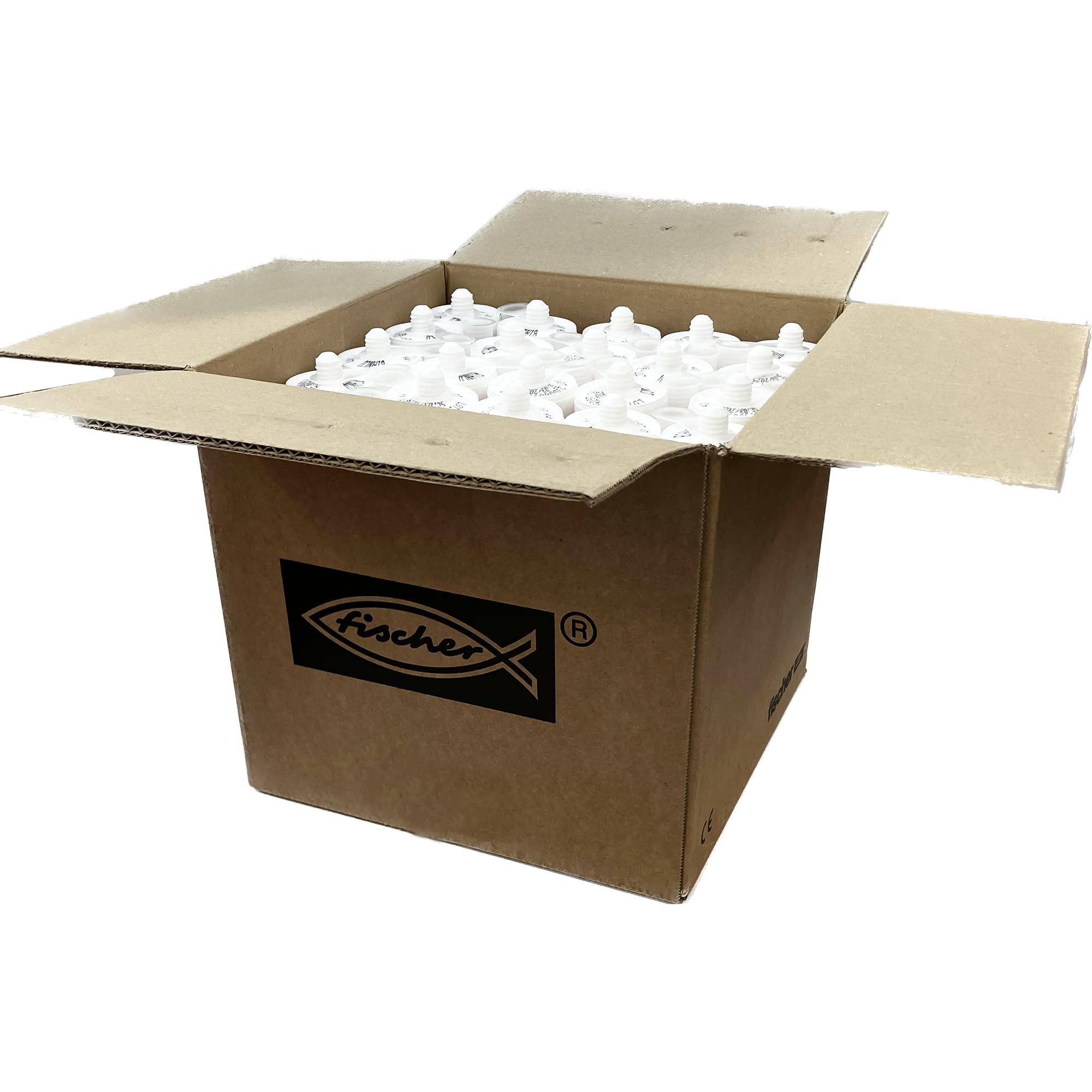 Fischer 25 pezzi Silicone Acetico Antimuffa SAS 280 ml, Bianco, per l'Impiego in Ambienti Sanitari