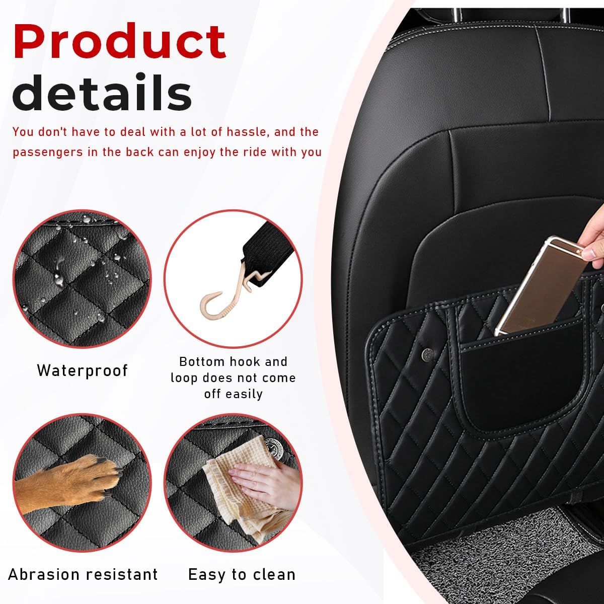 Cuscinetti Anti-Calci Seggiolini Auto per BYD Seal U 2024, Protezione Sedile dello Schienale Auto Proteggi Sedile Accessori 2 Pezzi,Black