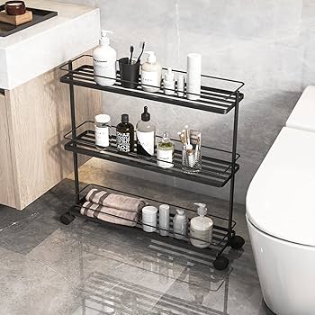 Amazon.co.jp: 浴室キャビネット収納ラックの下、スリムローリング収納 Amazon.co.jp: 浴室キャビネット収納ラックの下、スリムローリング収納