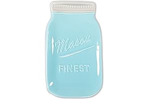 Blue Mason Jar Spoon Rest - Ceramic Utensil Holder for Kitchen Counter