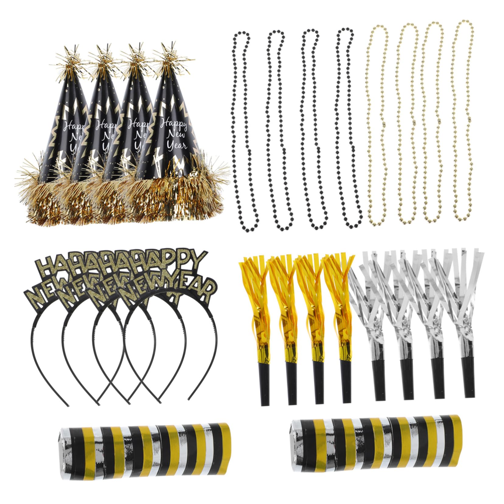 Alipis 3 Juegos conjunto de diadema de fiesta sombreros de fiesta de nochevieja collar de cuentas mardi gras gorros divertidos sombreros graciosos sombrero de fiesta de año nuevo papel