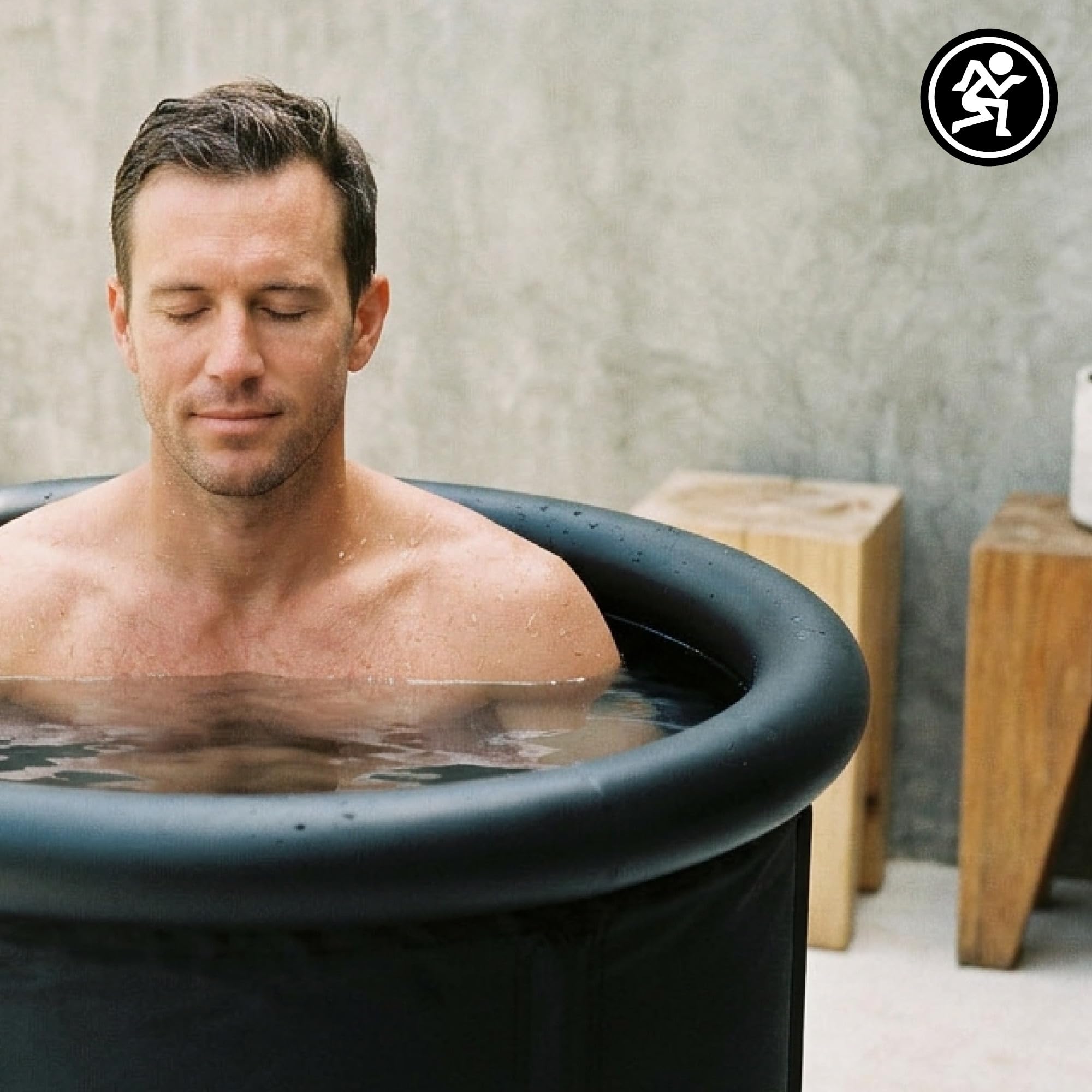 HyperMotion Bañera Morsada 330 L Plegable Cold Plunge Negra | Cuchara de hielo portátil con tapa aislante térmica, bomba, bolsa de transporte, desagüe y cojín de asiento