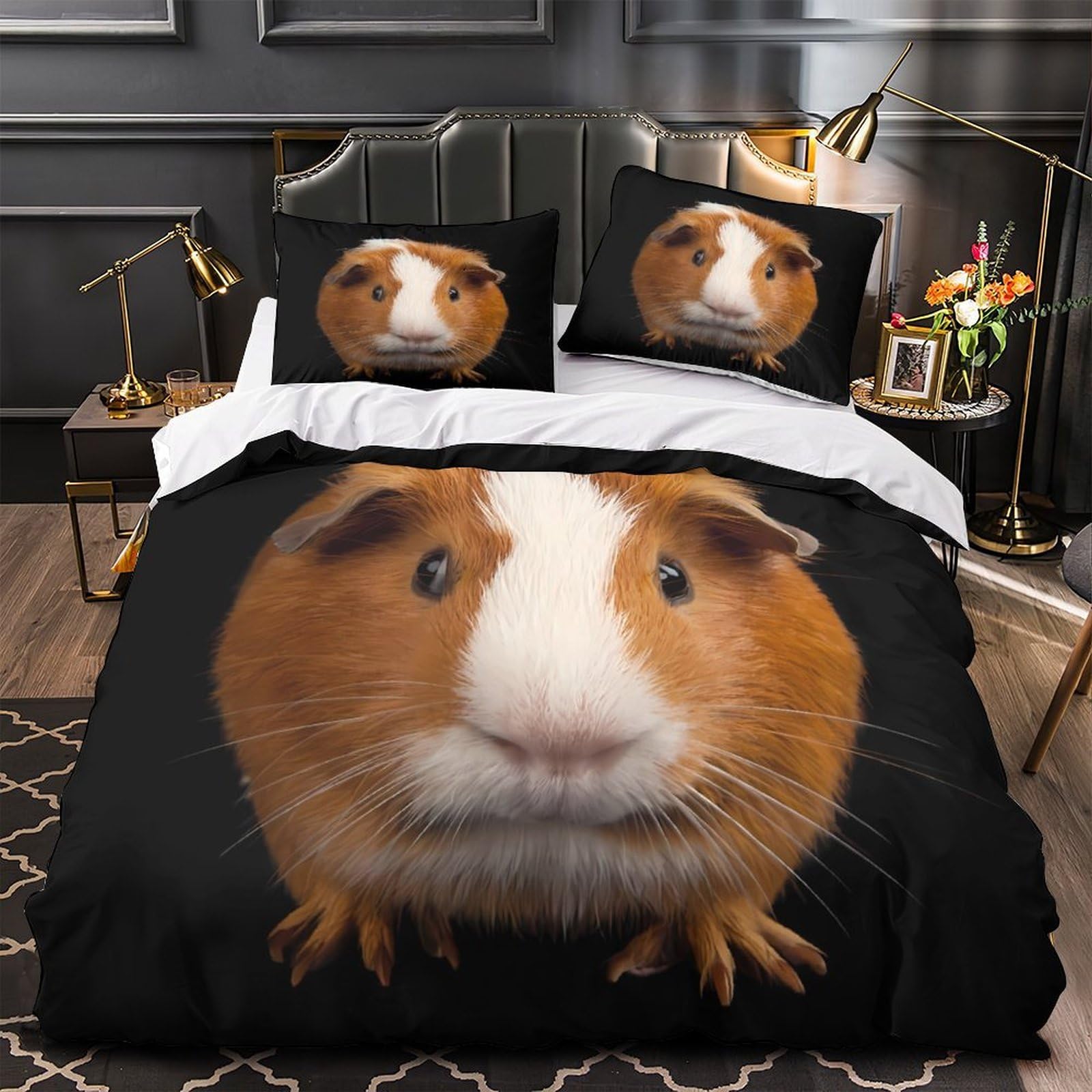Parure de couette guinea pig portrait animal cute avec impression 3D haute définition