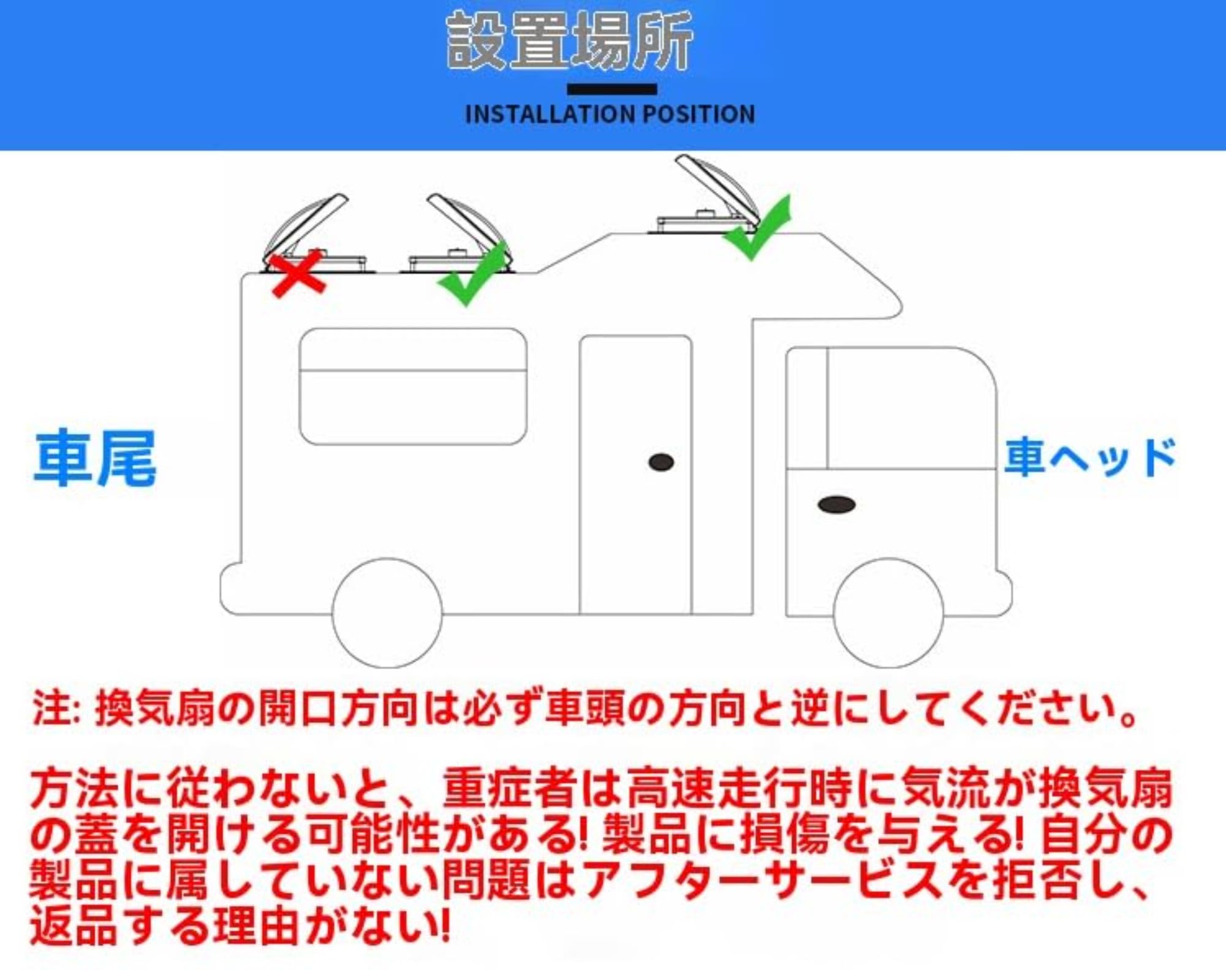 Amazon | RVルーフベントファン、 キャンピングカー換気扇、12V