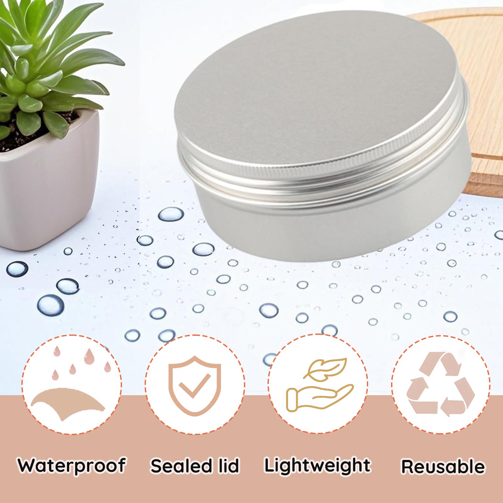 50 Stück 150 ml Aluminium Dose mit Schraubdeckel– D83 mm x H34 mm, Silber runde Aluminiumdosen, Salben Kerze Kosmetik Rasierseife Alu Tiegel Cremedose, Cremedosen für DIY