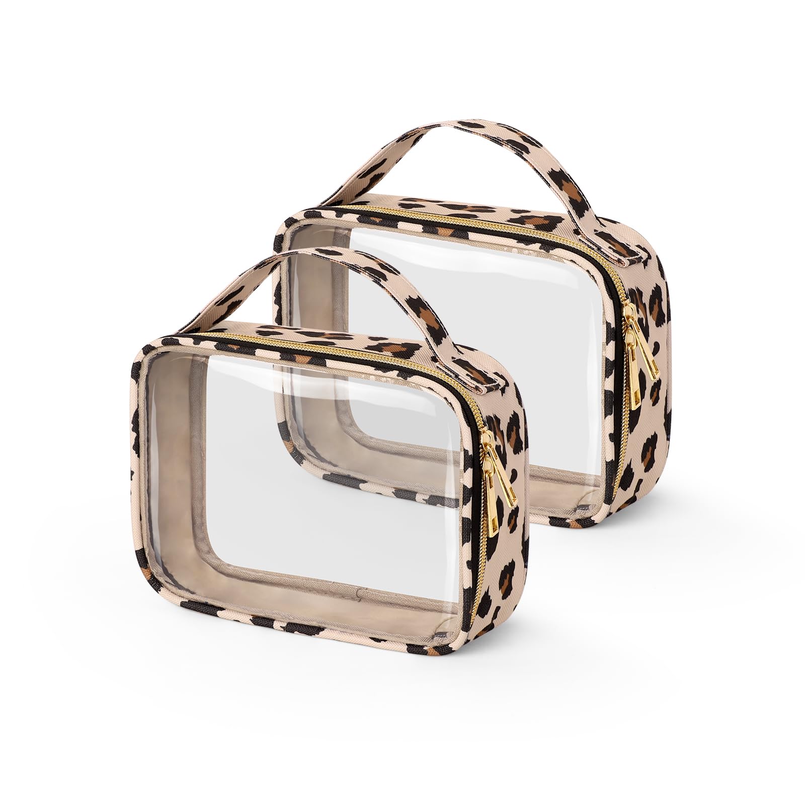 Wedama TSA Approved Toiletry Bag, 2 Pack Clear Makeup Bags with Handles, Quart Size PVC Clear Cosmetic Bags for Women and Men, Carry on Airport