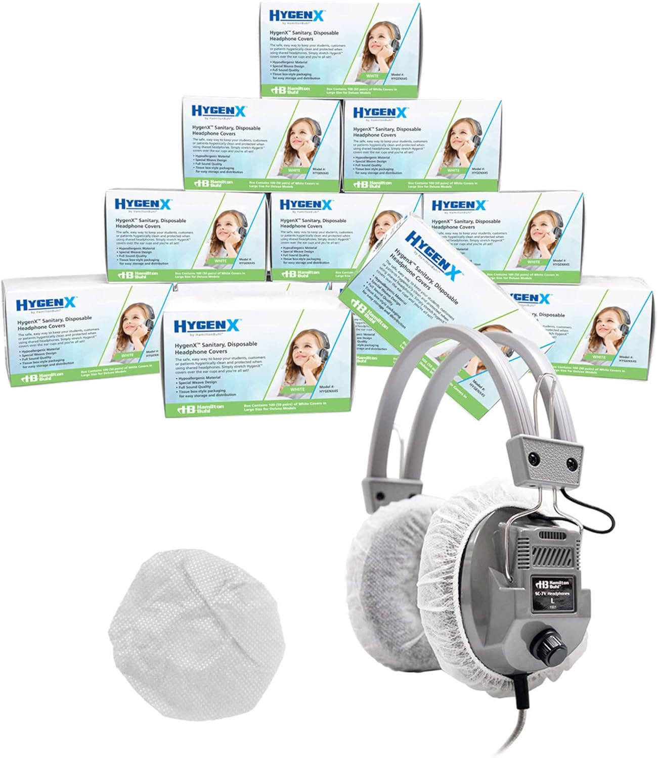 Buhl HygenX Sanitary Headphone Covers for Over Ear Headsets Quantity: 600 Pairs