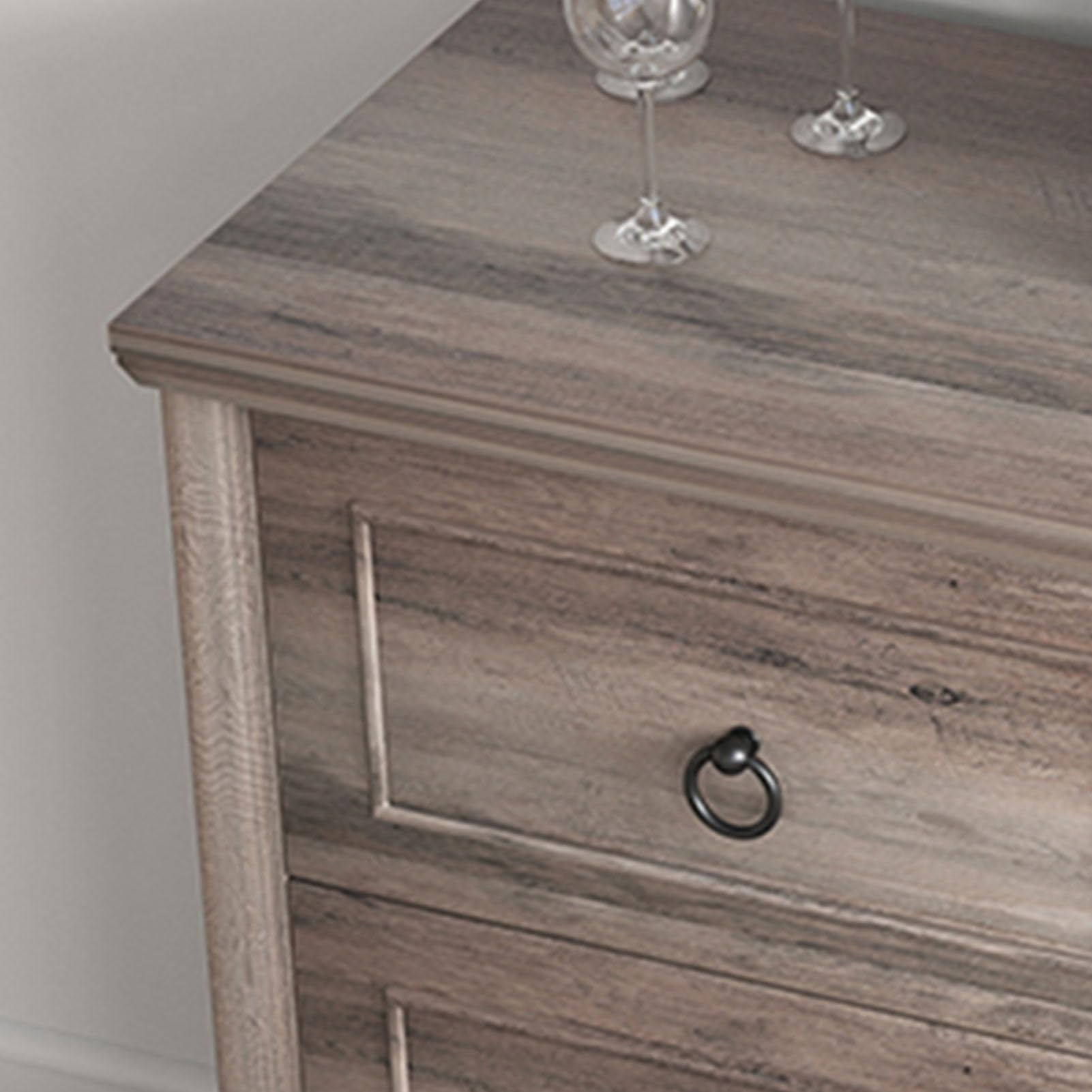 Comò con 6 Schubladen, Commode Holz, Schubladenschrank 102x40x85cm, Komodenschrank con Griffen und Kippsicherung, Cassettiera, Commode Grau per Schlafzimmer, Wohnzimmer