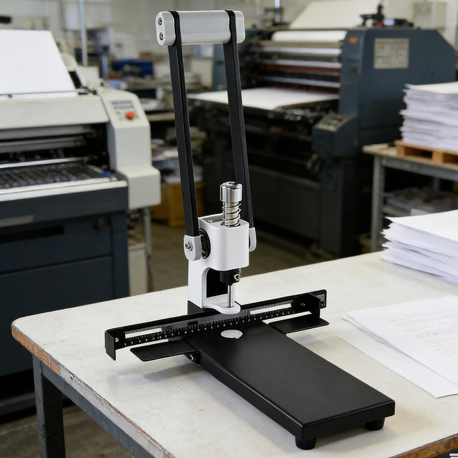 Perforatrice À Un Trou Robuste, Épaisseur De Perforation 30 Mm, Capacité De 300 Feuilles, avec Foret De 5 Mm, Règle Et Bac À Déchets, pour Le Bureau, La Maison Et L'imprimerie.