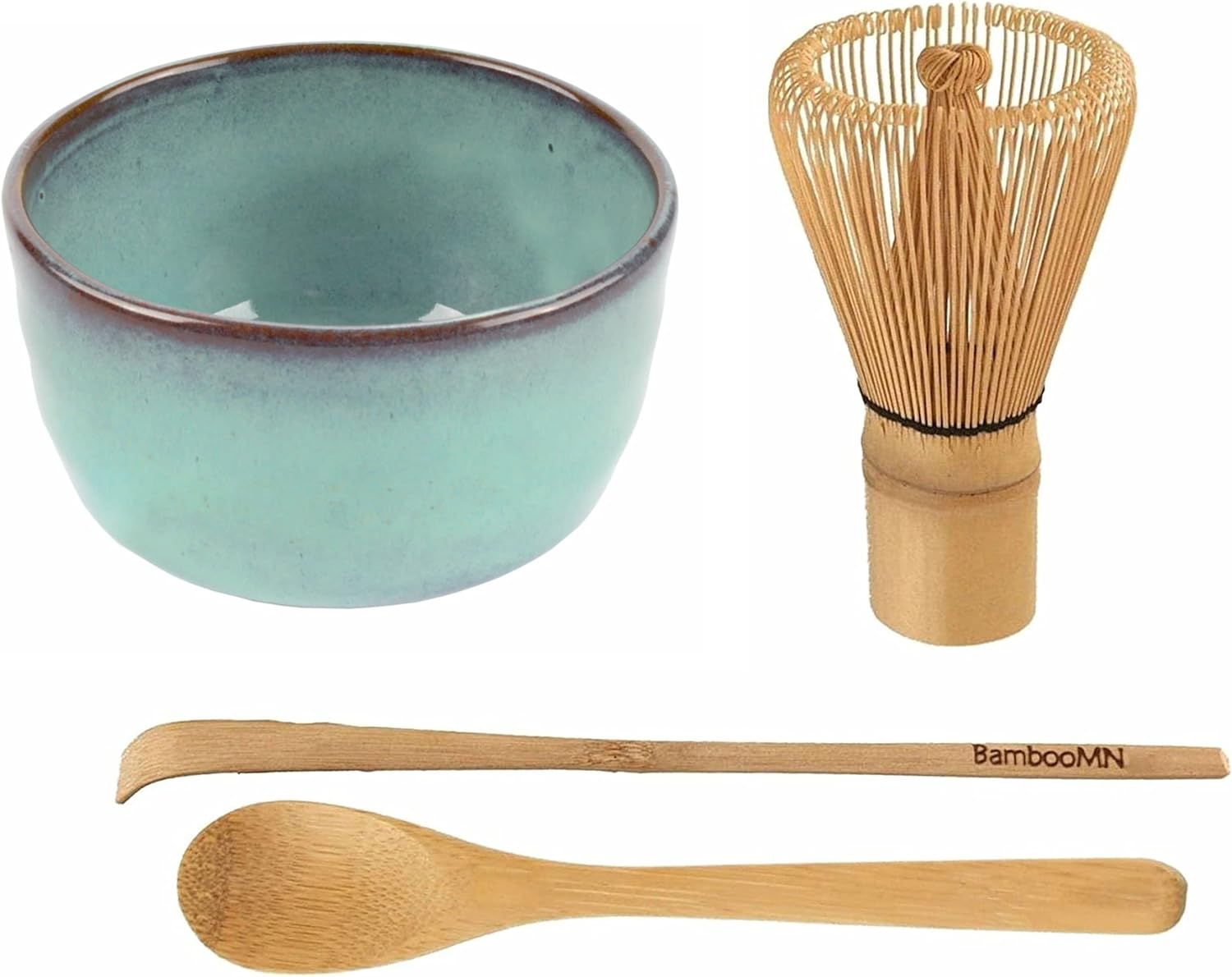BambooMN Brand Matcha Green Tea Whisk Set Whisk + Scoop