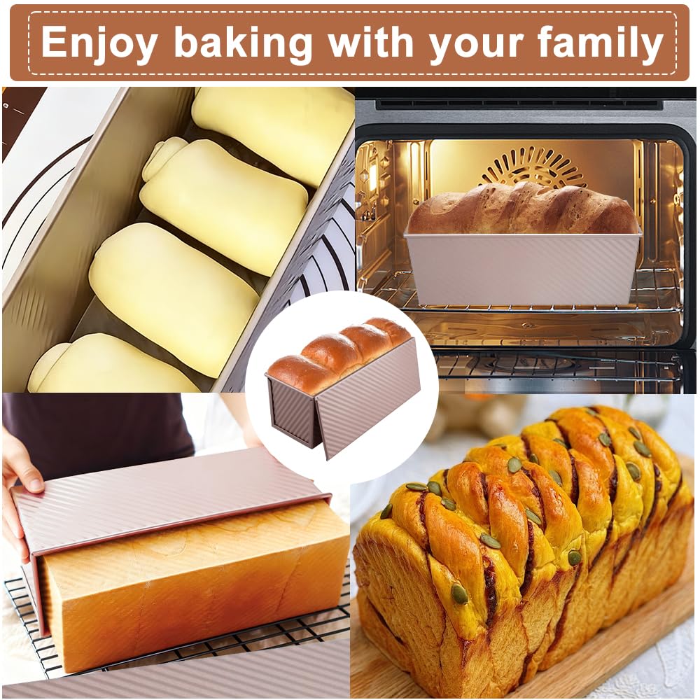 Moule à Pain De Mie Avec Couvercle Capacité de Pâte 1000g | Moule Pain De Mie Rectangulaire Antiadhésif,Moule a Brioche Acier au Carbone Pour La Cuisson Des Toasts Pain Gâteaux Sandwich