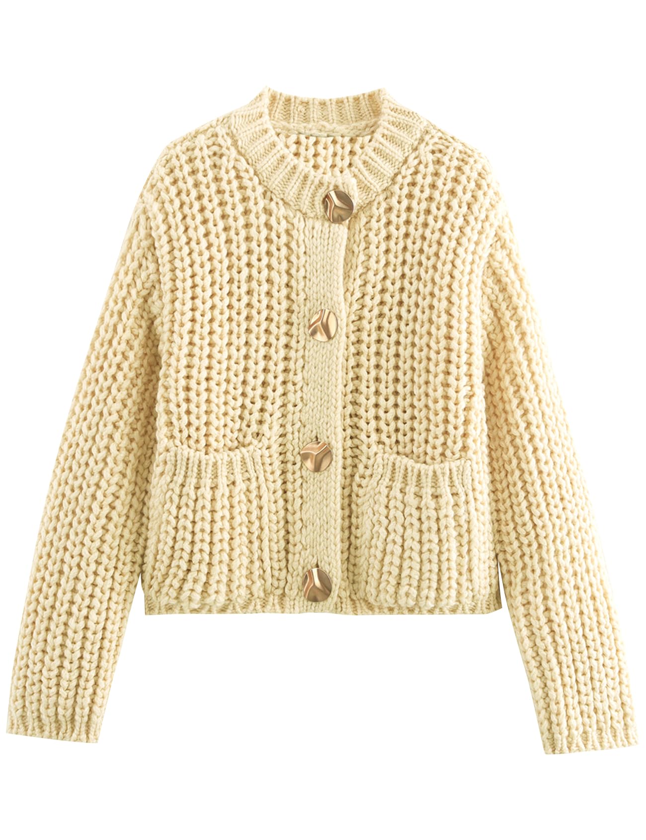 PEHMEA Women's Knit Cardigan Sweaters, Chunky Open Front Button Up Short Sweater Coats for Women Trendy