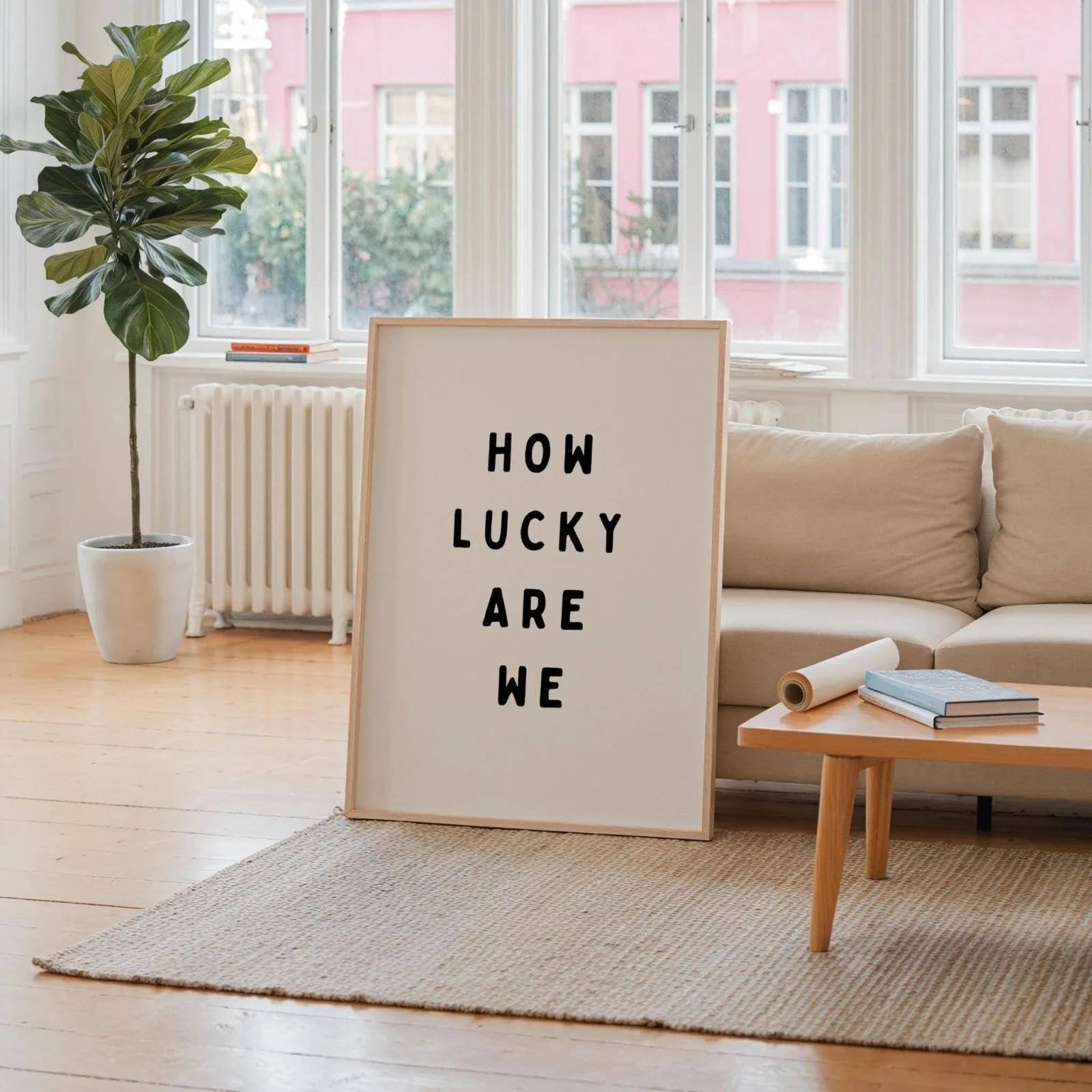 Baibexing How Lucky Are We Canvas Painting Wall Art Posters Print Picture For Home Decor A8 40X60Cm Unframed