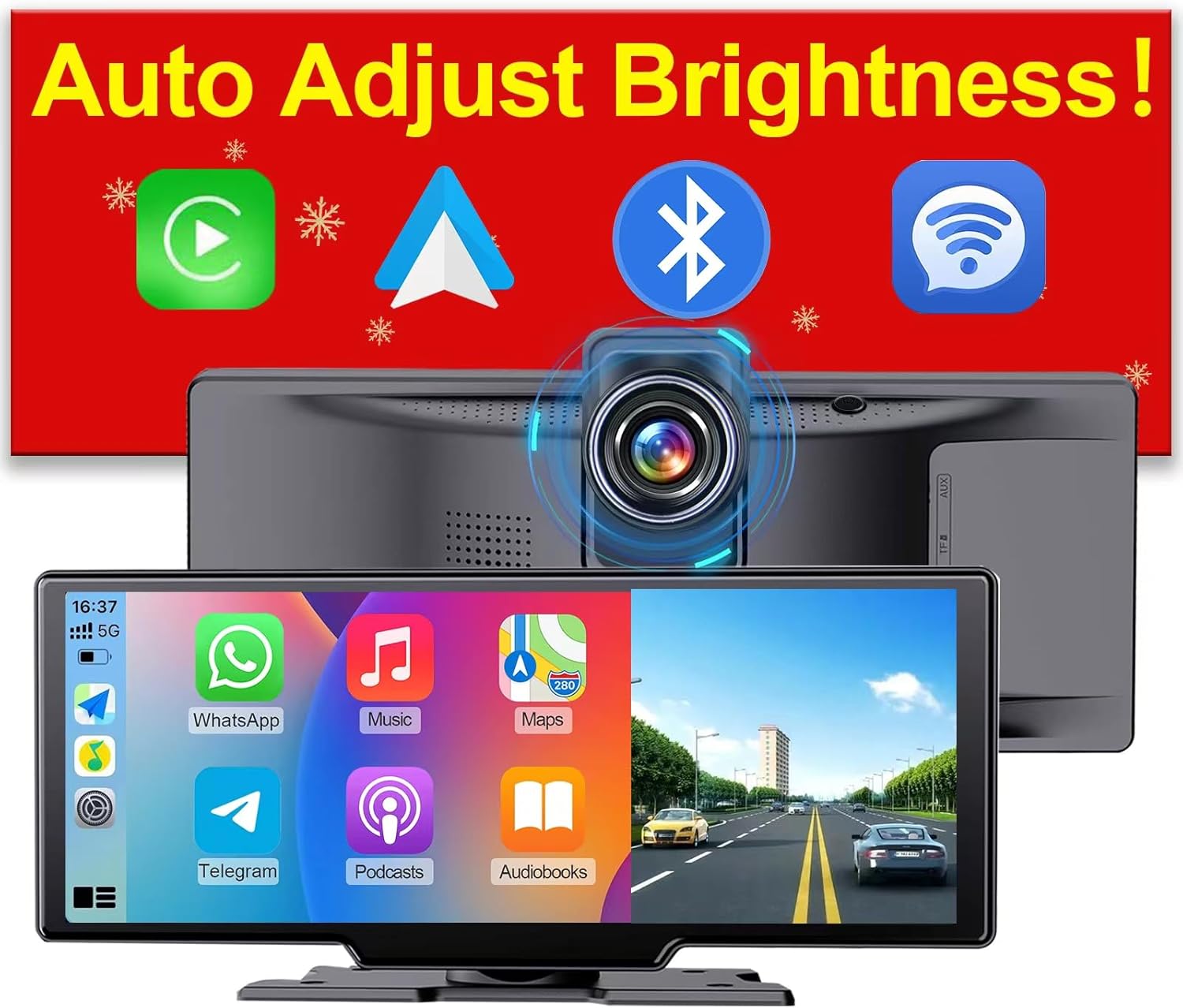 10 Inch Wireless Portable Apple Carplay Screen for Car Plug