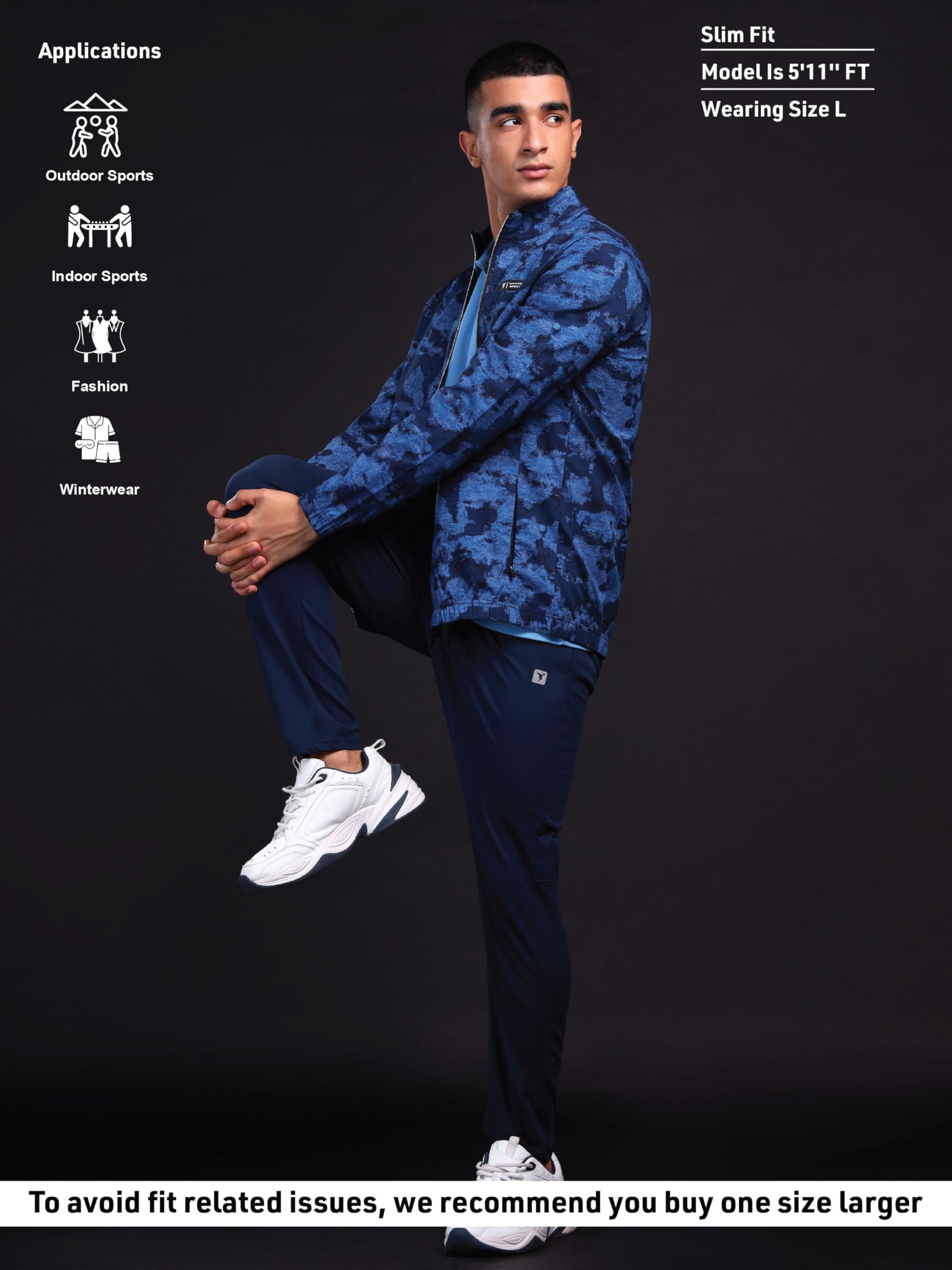 TECHNOSPORT Men's Slim Fit Printed Regular Jacket With SPF50+, Quick Dry for Regular Use - (PM92BCL_Blue Coral_XL) - Image 5 thumbnail