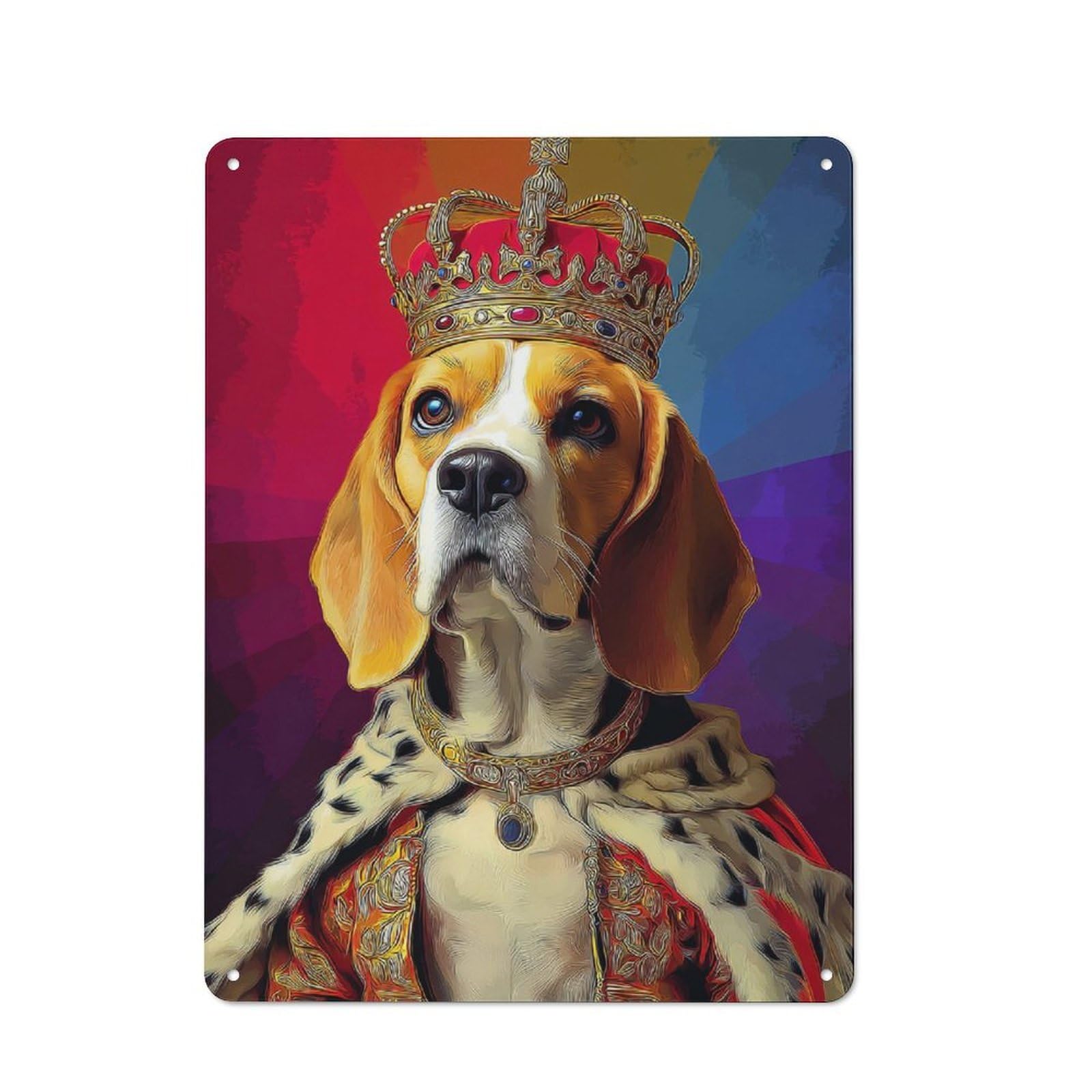 Junmoney Royal Beagle Majesty Portrait -2 Tin Wall Plaque 40X30cm With For Kitchen Or Home Bar, A Christmas Gift For People Styling Kitchen And Home Bar