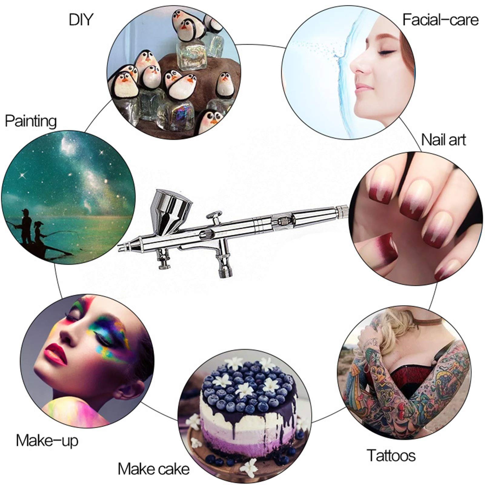 Genérico Accesorios para aerógrafos 0.2/0.3/0.5mm Acción Dual Airbrush Airbrush Kit para Herramientas de Pastel Spray Airbrush Craft Craft Pintura Práctica Nail Art Airbrushs Tatuajes (Color : A)