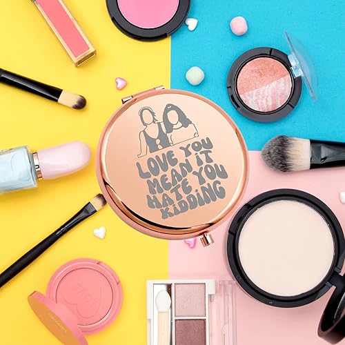 Miniatura 4 de WSNANG Gin Georgia - Espejo de maquillaje de bolsillo compacto para regalar a Georgia Sister Love You Mean It Hate You Kidding (espejo para niños)