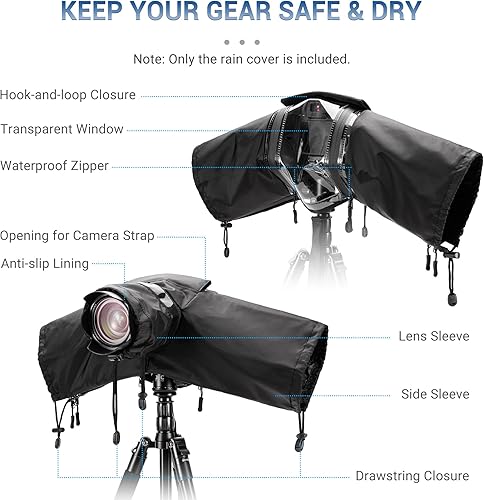 Miniatura 9 de Camera Rain Cover with Openable Viewing Window & Strap Mountable Design,Waterproof Camera Raincoat Sleeve Protector for Canon Sony Nikon Fujifilm