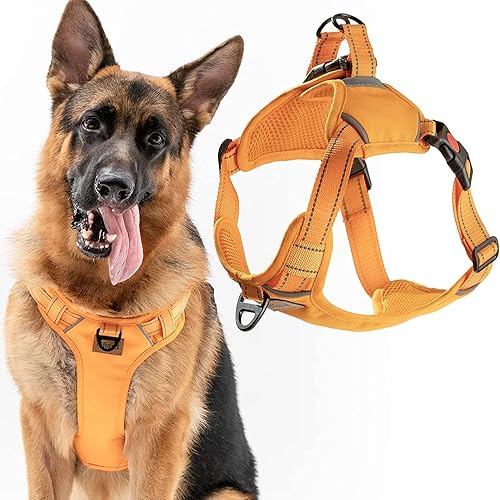 Arnés para perro sin tirones para perro pequeño mediano y grande, color naranja (mediano)