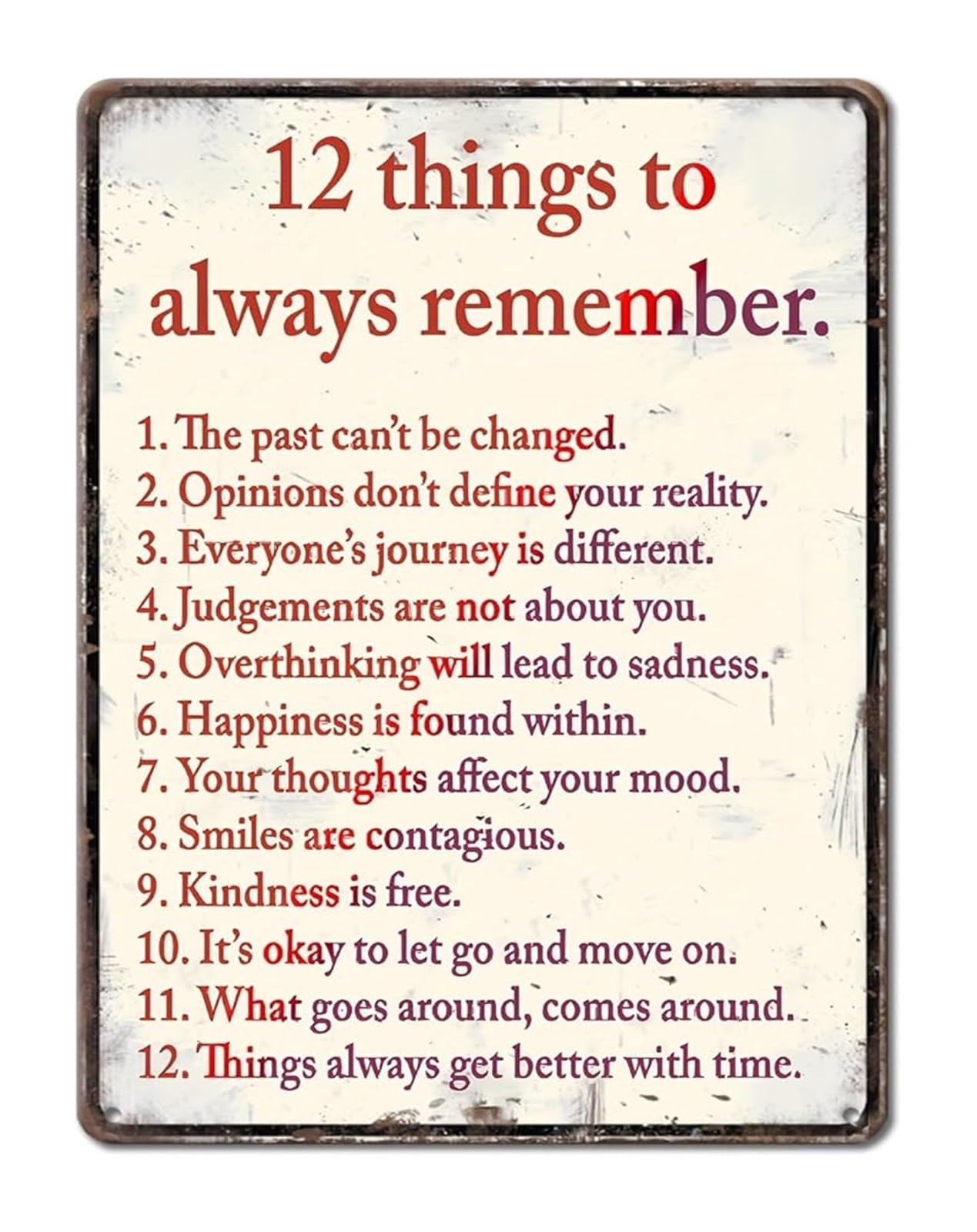 ICYJRFHLTF Vintage Motivational Sayings Set Retro Metal Tin Sign 12 Inspirational Reminders Wall-Art for Study Room Office 8 X 12 in