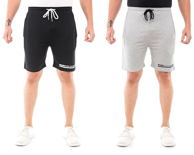 Men's Combo Shorts Pack - Sports, Gym, and Bermuda Shorts for Men - Pack of 2 - Cotton Fabric, Zipper Pocket, and Stylish Design - Summer Wear and Fitness Essentials