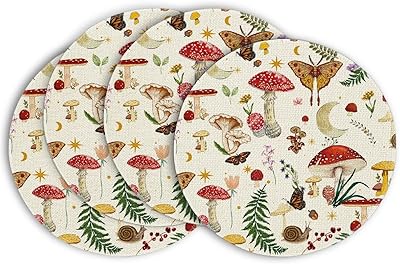 Artoid Mode Klaprozen Bladeren Lente 4-delige Set Placemats, 30x45cm Zomer Banket Tafelsets Wasbaar Placemats Keuken Feestdecoratie