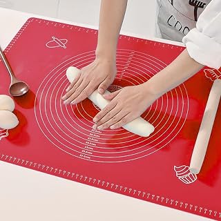 Lukzer Non-Stick Silicone Baking Mat with Measurements for Fondant Pastry Dough Roti Chapati & Pizza | Reusable Kneading Rolling Sheet Easy to Clean F