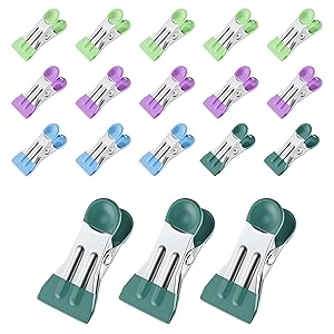 Clothes Pins, Chip Clips,Chip Clips Bag Clips Food Clips 20 Pcs,Towel Clips,Bag Clips for Food,Clothespins 2.17 Inch,Chip Clip,Chip Bag Clip,Metal Clips,Clothes Pins Heavy Duty,Colored Clothespins