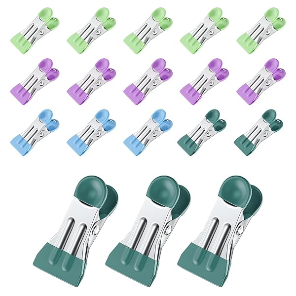 Clothes Pins, Chip Clips,Chip Clips Bag Clips Food Clips 20 Pcs,Towel Clips,Bag Clips for Food,Clothespins 2.17 Inch,Chip Clip,Chip Bag Clip,Metal Clips,Clothes Pins Heavy Duty,Colored Clothespins