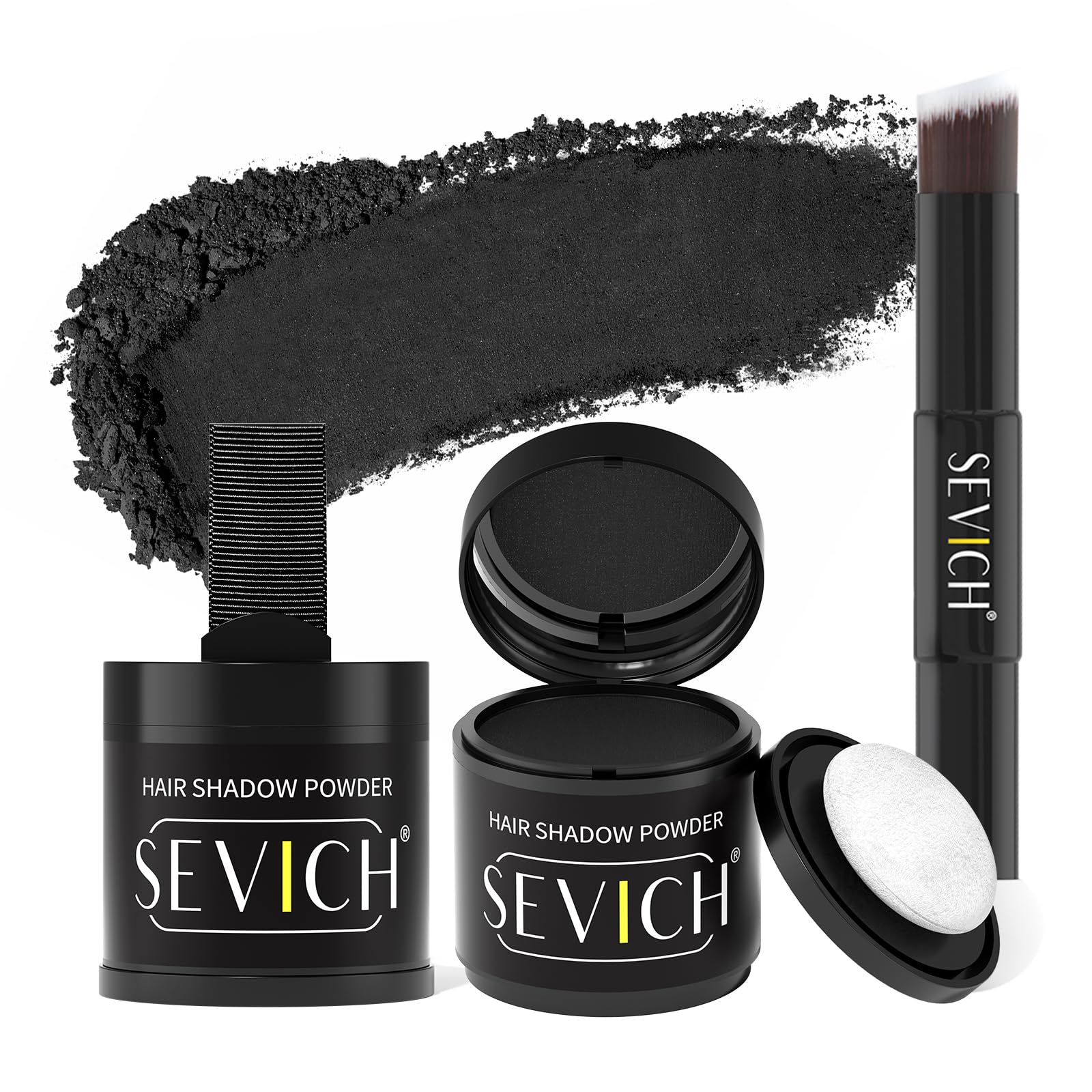 Sevich Hairline Powder 10g 2-Pack with Brush, Instantly Conceals Hair Loss & Thinning, 48H Waterproof Root Touch Up Powder