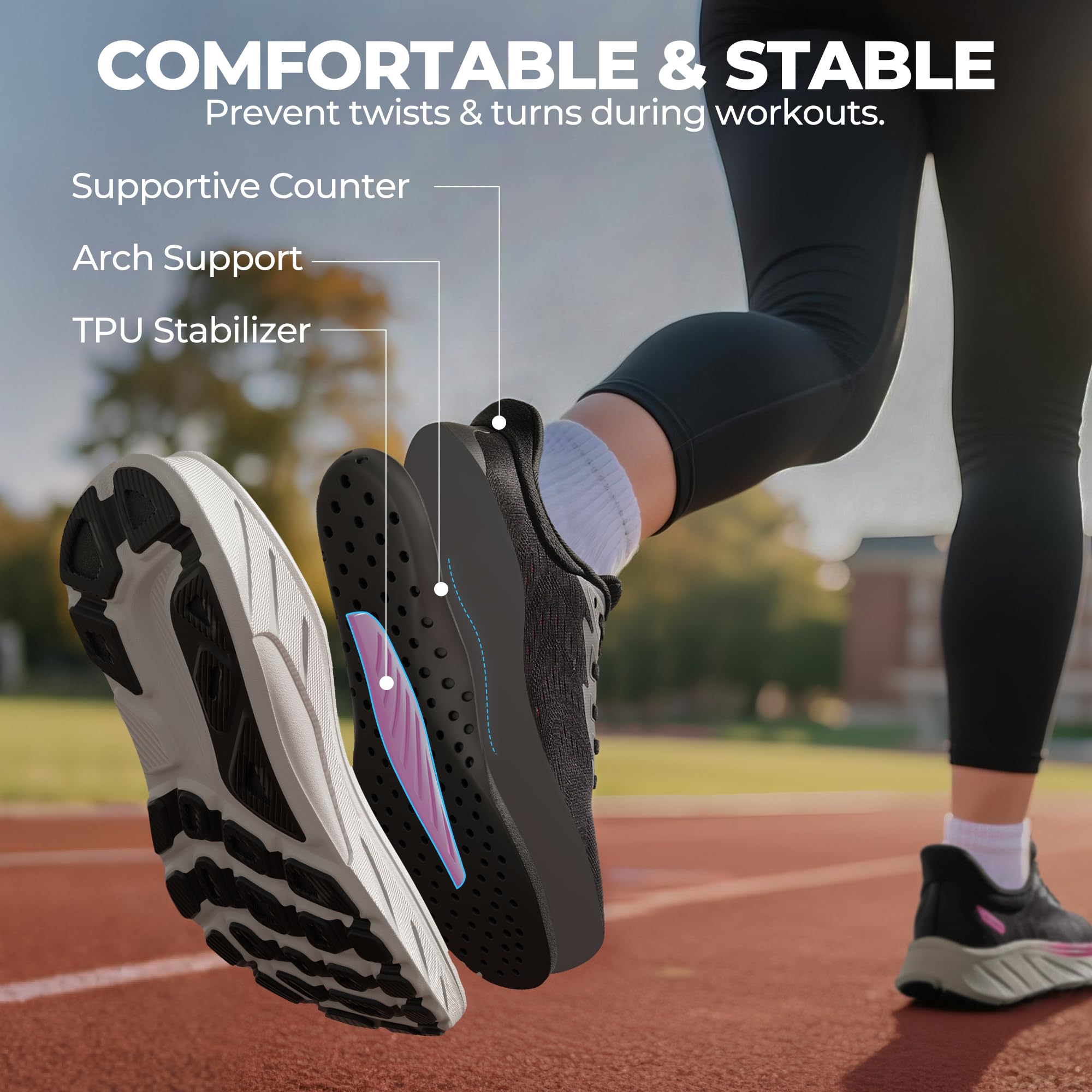 ALLSWIFIT Damen Sportschuhe Walking Sneaker | Slip-On, Hands-Free, Fußgewölbeunterstützung, Dämpfung, Atmungsaktiv, Rutschfest, Joggen, Fitness, Training, Walking, Laufen,