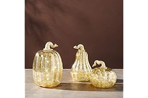 LampLust Gold Glass Pumpkins with Lights for a Radiant Thanksgiving Harvest
