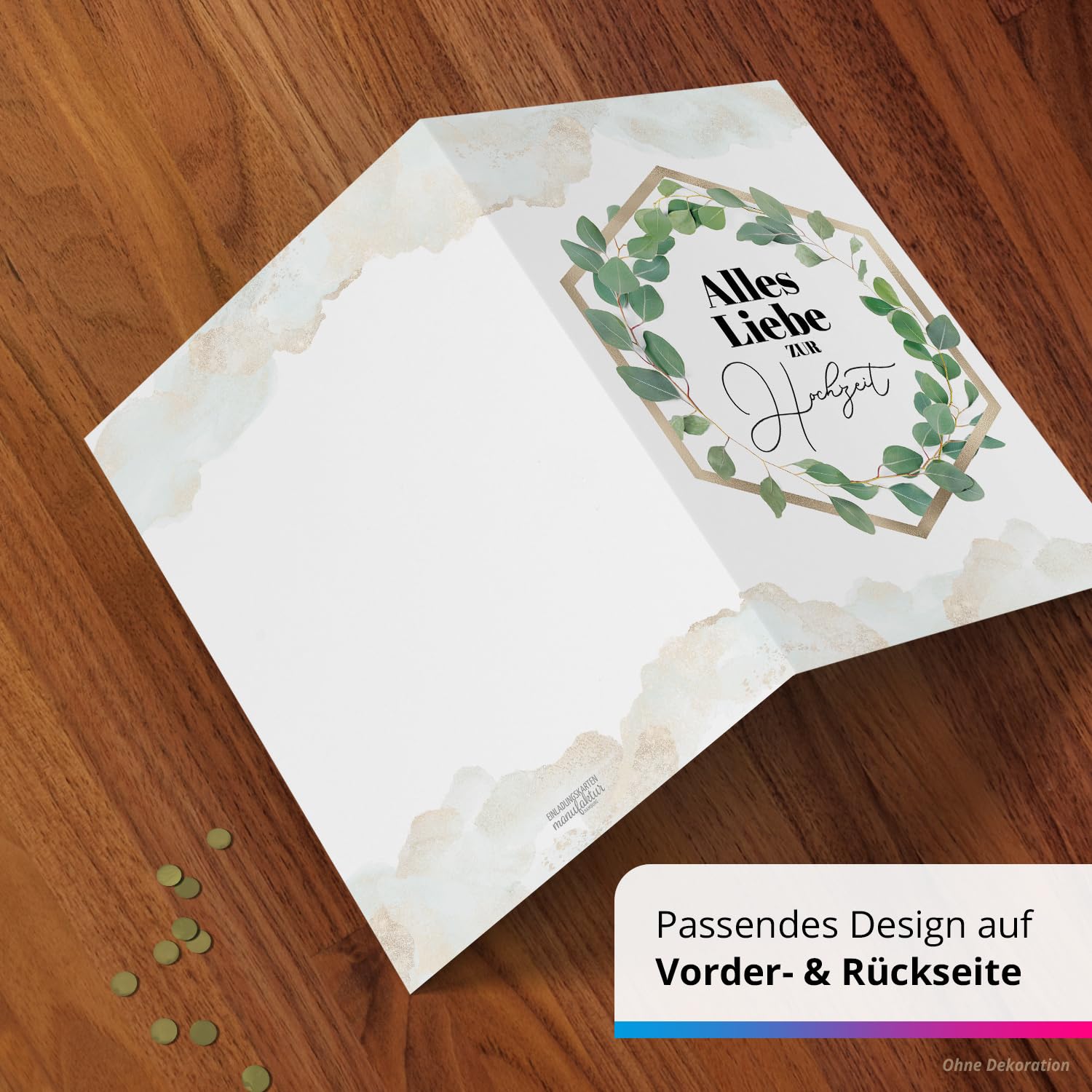 XXL Hochzeits-Glückwunschkarte DIN A4 – Mit Umschlag, Blumenwiesen-Design & Edlem Text, Große Klappkarte