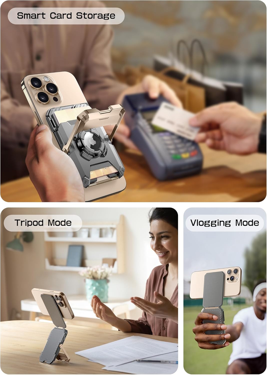 SUPCASE for MagSafe Wallet with AirTag Holder, Magnetic Airtag Wallet for Men, [Hold 5 Cards] [Adjustable Stand] [RFID Blocking] Card Holder Tripod for iPhone 17/16/15/14/13/12 Series, DesertGold - Image 7