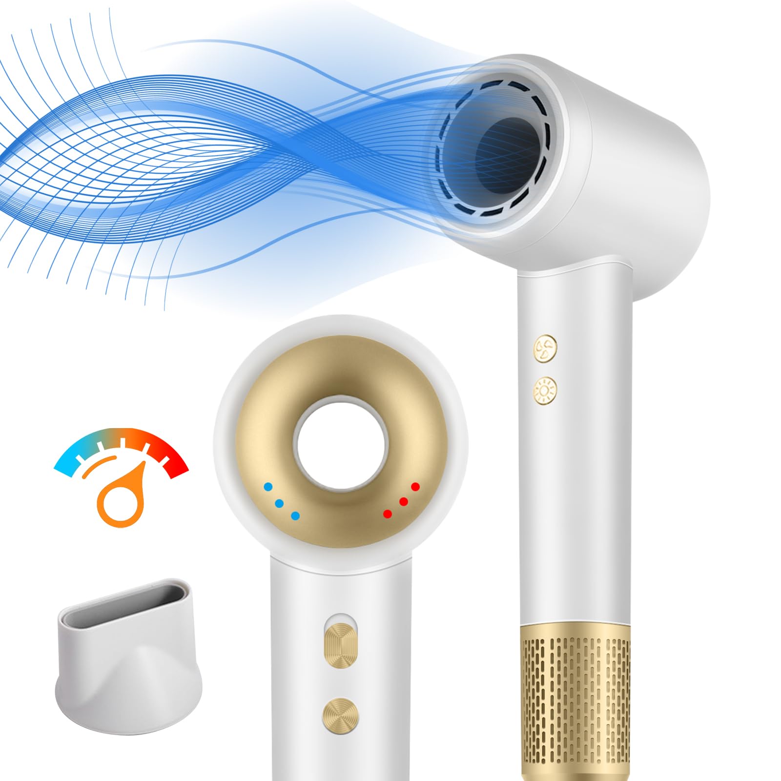 HyAdierTech Secador Pelo Profesional, 2400W Secador de Pelo Iónico Profesional Poderoso para Secado Rápido, Secador con Boquilla de Peinado, Secado Rápido, 3 Temperaturas/3 Velocidades