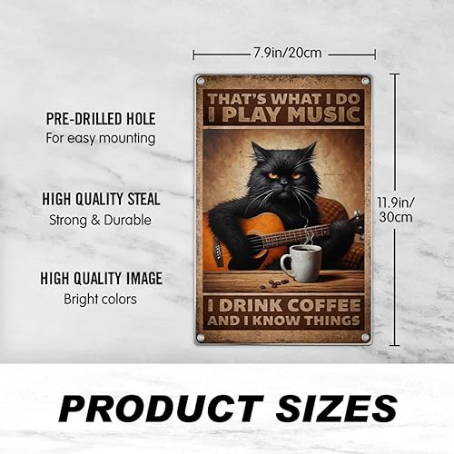 Miniatura 3 de Cartel de metal con cita de café con texto en inglés That's What I Do Play Drink And Know Things, arte de pared de 8 x 12 pulgadas, decoración retro