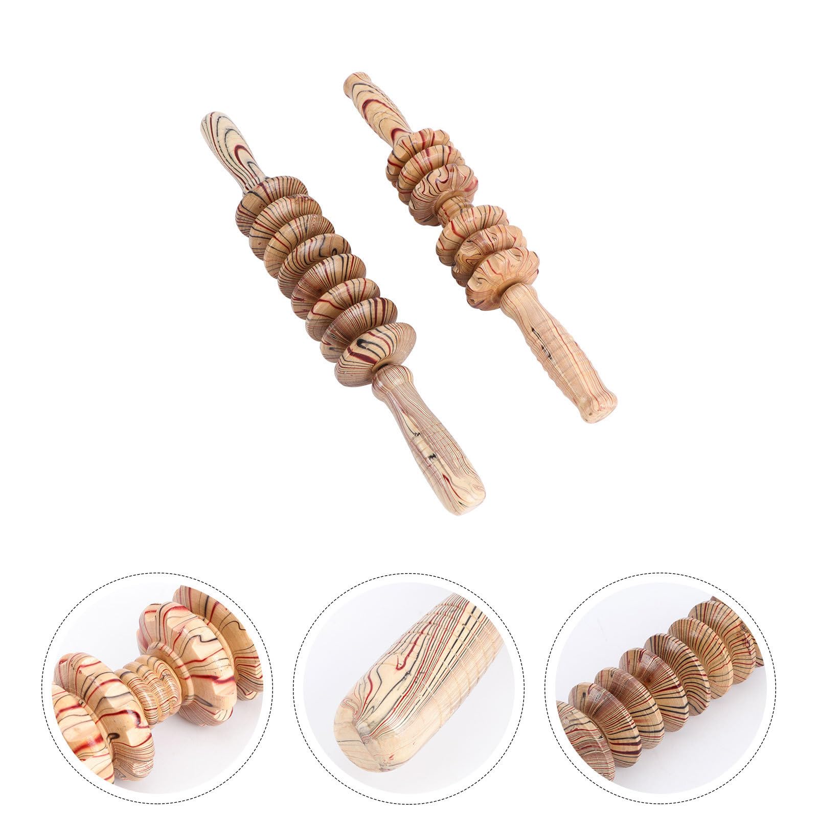 Palo de Masaje Abdominal de Madera 2 Piezas Diseño de Rodillo para Masaje Relajante Muscular Adecuado para Cuello y Abdomen en Casa