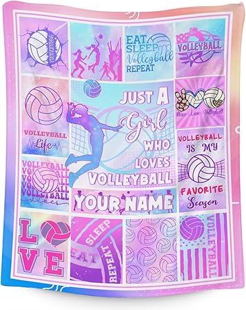 Custom Volleyball Blanket - 30x40 Inches Sports Throw Blanket for Kids - Pink Soft Fuzzy Blankets for Couch & Office