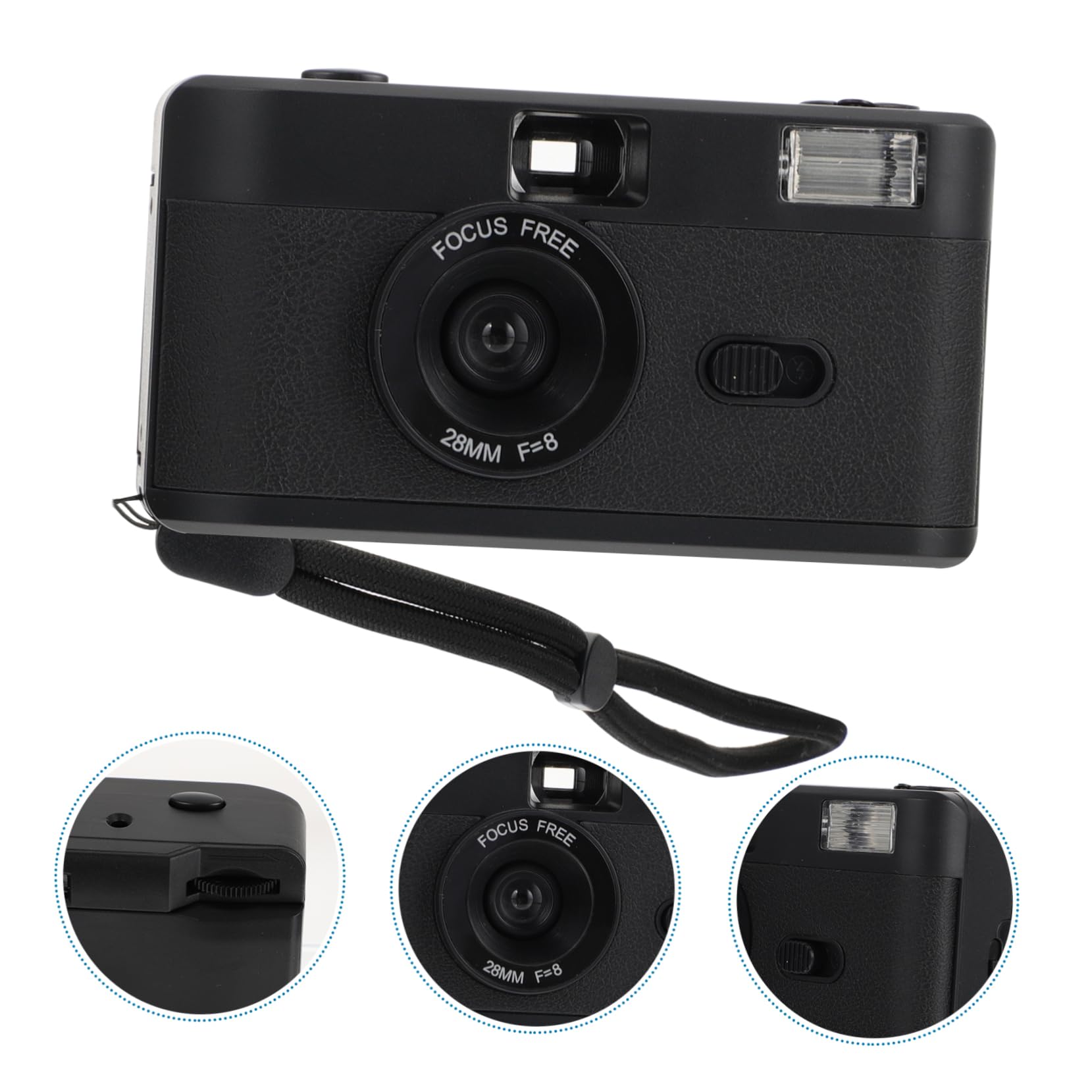 SHINEOFI Fotocamera Vintage con Flash Batteria Design e Compatibile con Pellicola Nero per Riprese in Bassa Luce