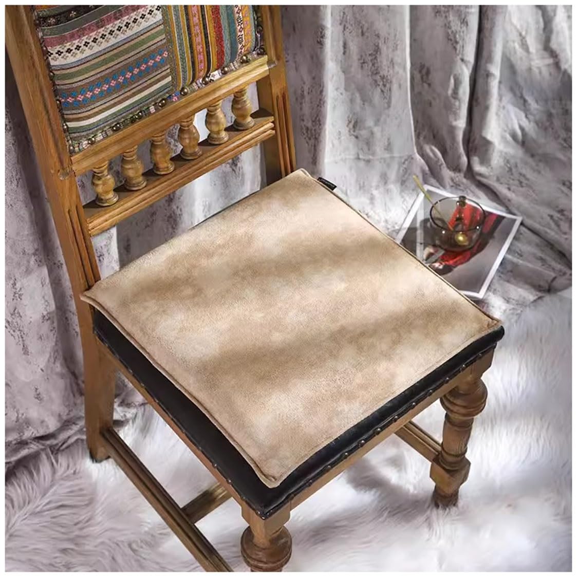 EORNOW Square PU Leather Seat Cushion, 1/2/4 Packs Waterproof Chair Cushion, Floor Cushion Memory Foam Anti-slip Chair Pad, Bar/window/Dining Chairs Seat Pad (Color : C, Size : 40 * 40cm(4 Packs))