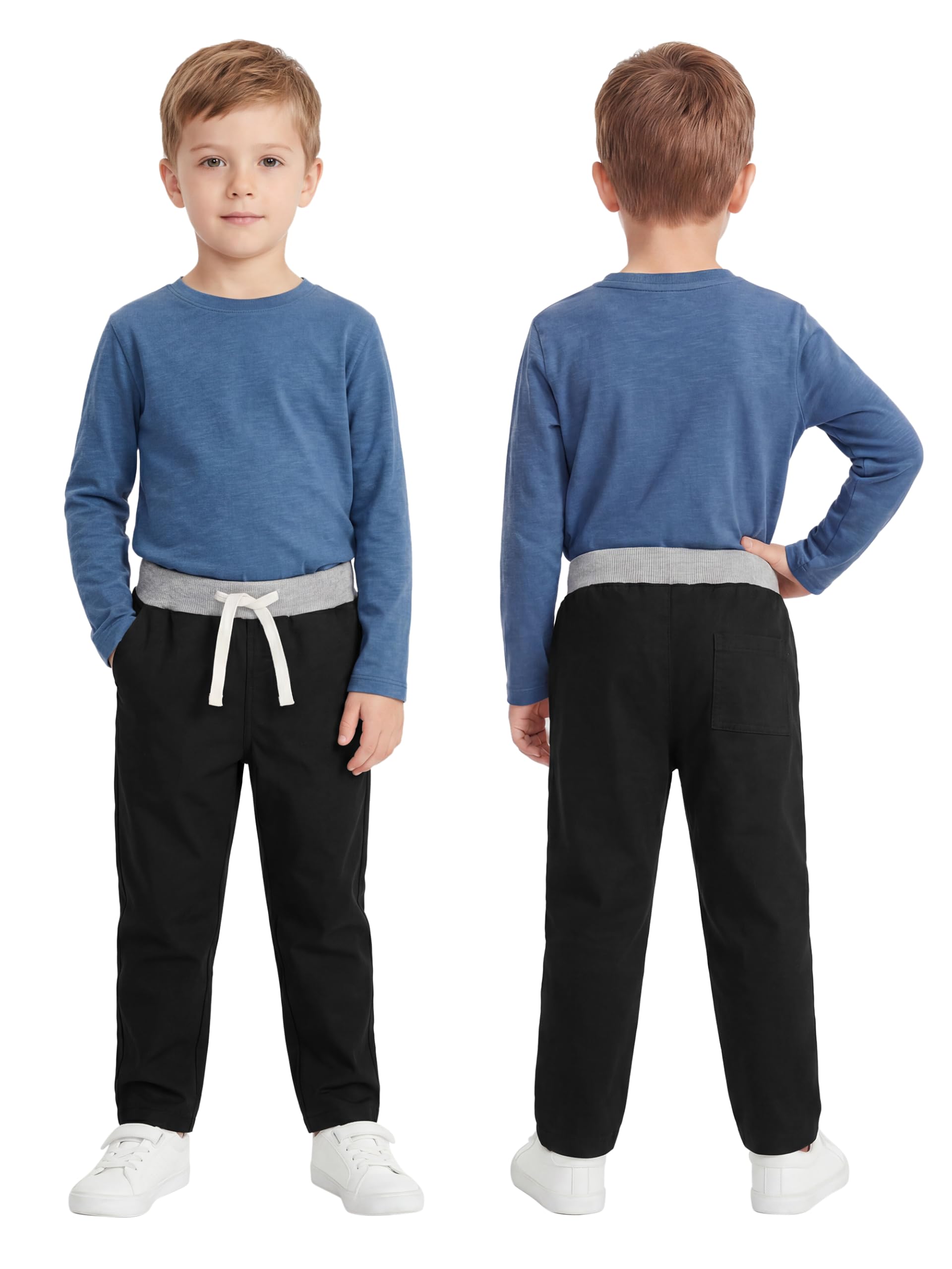 Resinta 3 Packungen Jungen und Kleinkinder Schlupfhose Jungen Uniform Hosen Baumwolle Schlupfhose mit Kordelzug