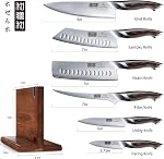 HOSHANHO Ensemble de 7 Couteaux de Cuisine, Ensemble de Couteaux Magnétiques en Acier Inoxydable Japonais à Haute Carbone, Couteaux de Chef Ultra Tranchants avec Poignée Ergonomique en Pakkawood